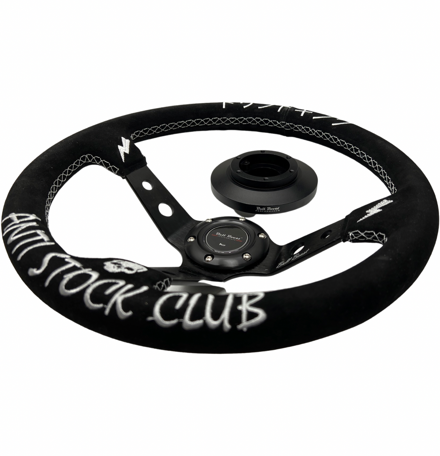 Short Hub Adapter + Suede Steering Wheel For 02-06 Mini Cooper E90