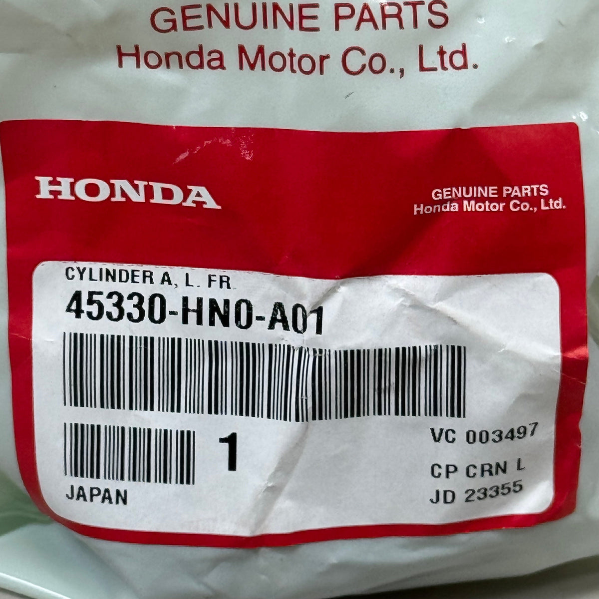 HONDA A, L. FR. Wheel Cylinder Assy TRX400 TRX450 4X4 OEM 45330-HN0-A01