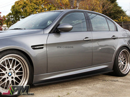 E Style Carbon Fiber Side Skirt Add-on Lip Fits For 2008-2013 BMW E90 E92 E93 M3 Only