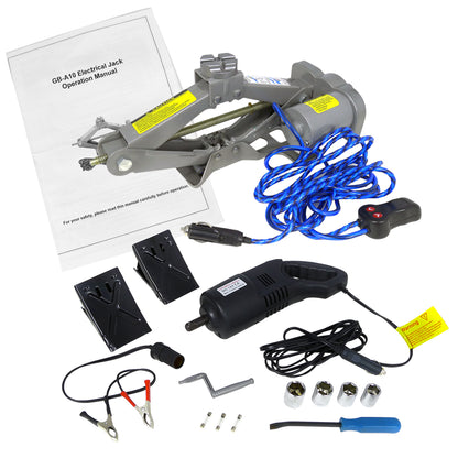 Universal 12v 2-Ton Emergency Electric Scissor Jack & Impact Wrench Kit