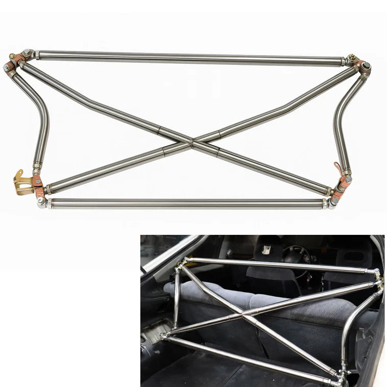 BULL BOOST PERFORMANCE Polished Stainless Steel Multipoint Crossbar X-Bar for Honda Civic EK Hatchback 1996-2000
