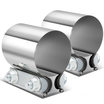 2.25" Stainless Steel Exhaust Band Clamp Set - 2 Piece Butt Joint