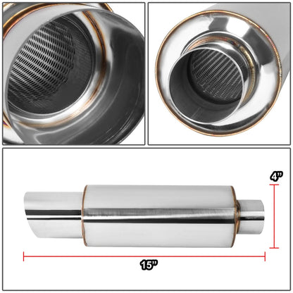 3.0" Tip 2.25" Inlet Straight Cut Polished Muffler 14.7" Total Length