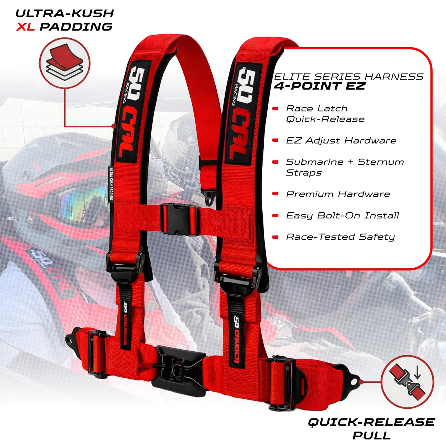 2" & 3" 4 point Harness - Elite Series Race Latch "EZ" Adjust Racing Harness