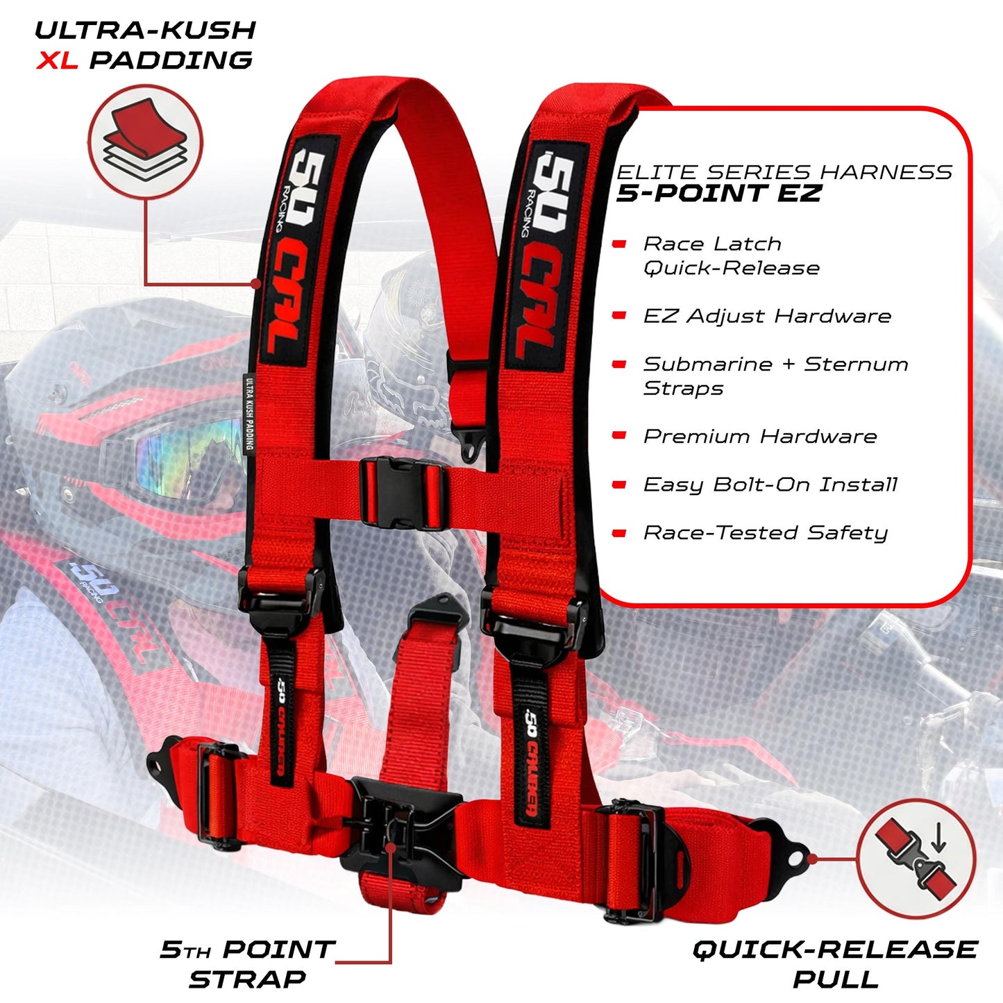 2" & 3" 4 point Harness - Elite Series Race Latch "EZ" Adjust Racing Harness