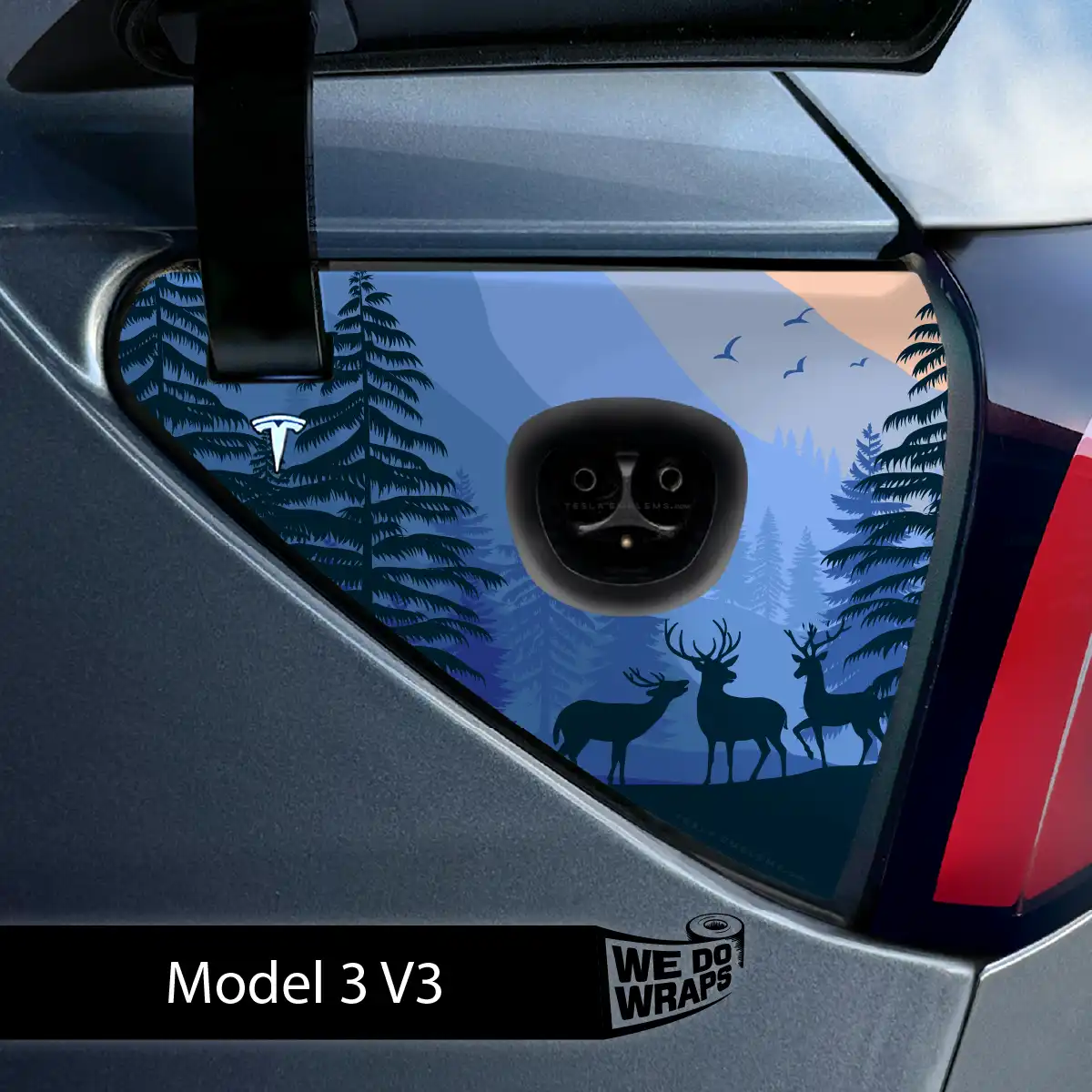 Distracted Elk Tesla Charge Port Wrap | Model 3