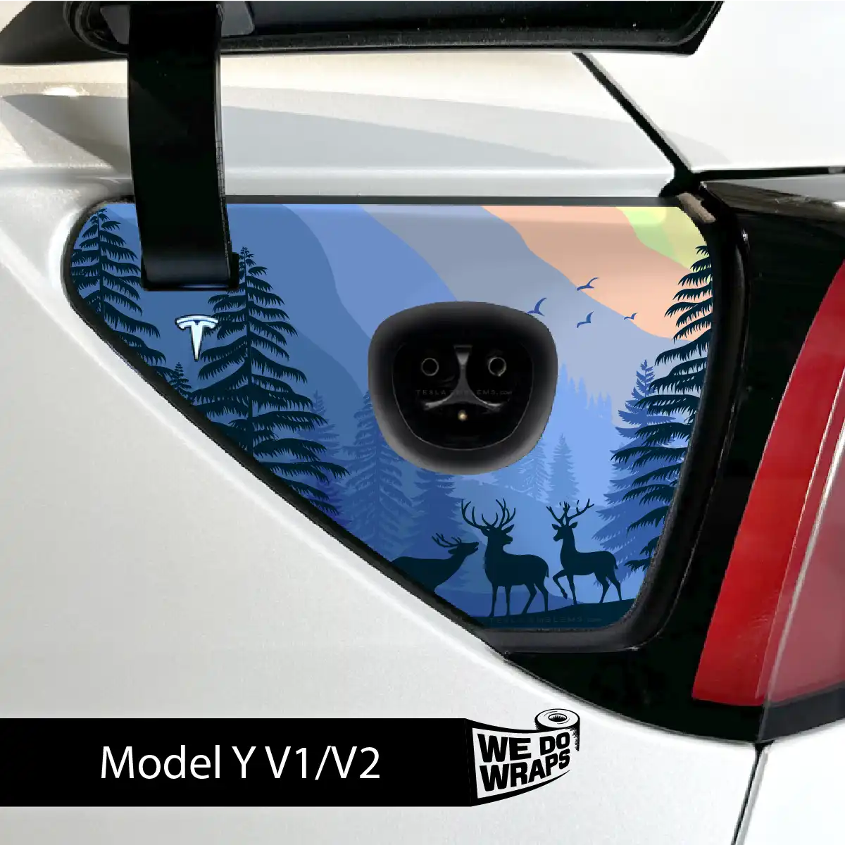 Distracted Elk Tesla Charge Port Wrap | Model Y