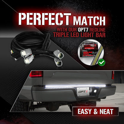 OPT7 Redline Parlux Triple Tailgate Light Bar 60" Bundle for Ford F150 18-20 Easy Connect Harness