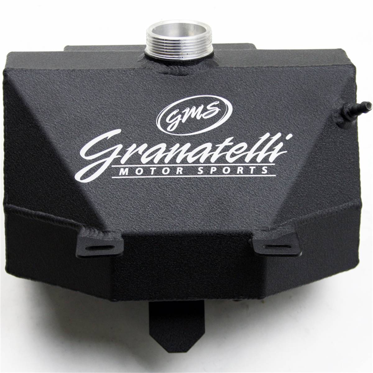Granatelli Wrinkle Black Aluminum Coolant Expansion Tank for 2015–2023 Ford Mustang EcoBoost, V6, GT, GT350 & GT350R – 510100-B