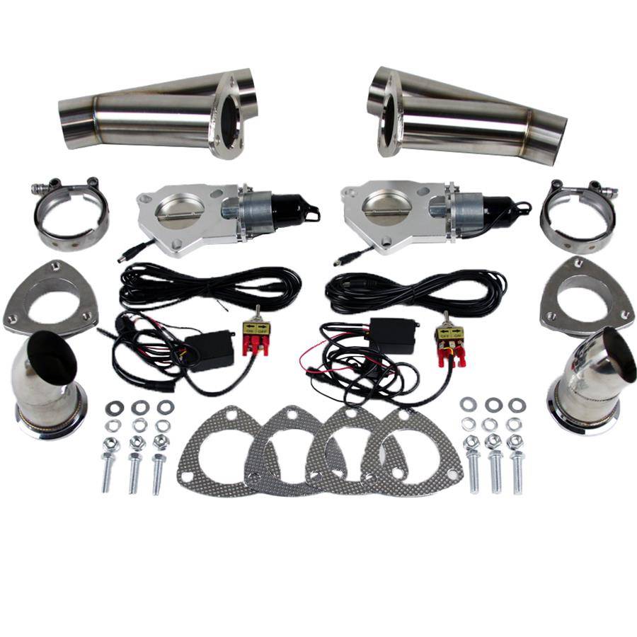 Granatelli Motor Sports Dual Electronic Exhaust Cutout Kit 307522D - Stainless Steel Weld-In - 2.25"