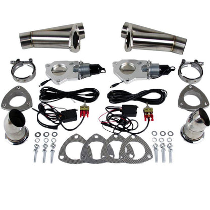 Granatelli Motor Sports Dual Electronic Exhaust Cutout Kit 307522D - Stainless Steel Weld-In - 2.25"