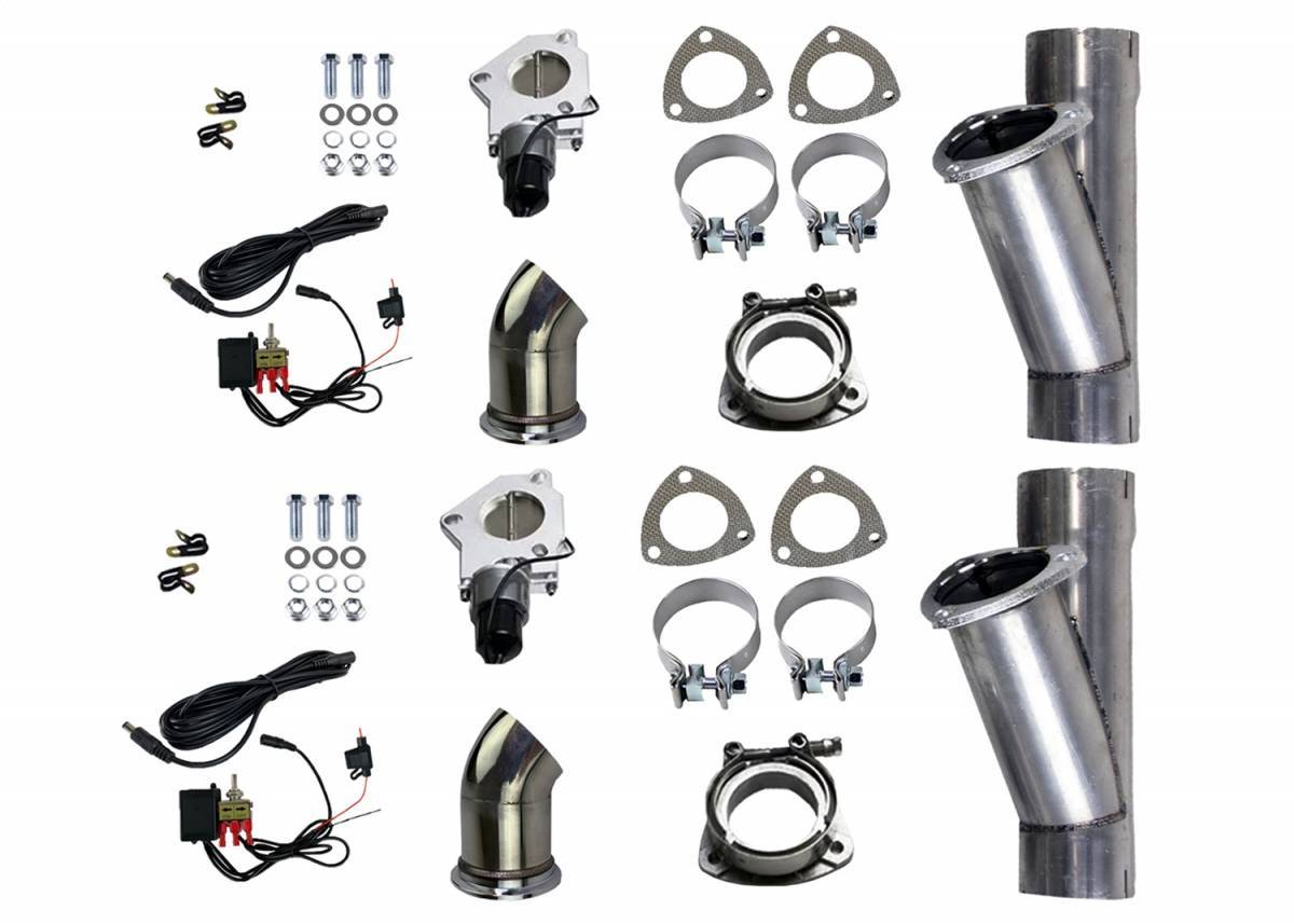 Granatelli Motor Sports Dual Electronic Exhaust Cutout Kit 303522D - Mild Steel Slip-Fit - 2.25" inches