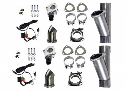 Granatelli Motor Sports Dual Electronic Exhaust Cutout Kit 303522D - Mild Steel Slip-Fit - 2.25" inches