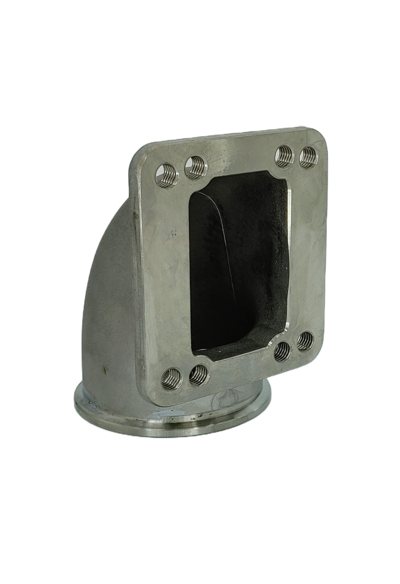Granatelli Motor Sports Turbo Adapter, 90^ Cast Elbow. 3.0" V-Band to T3/T4 Housing, Threaded