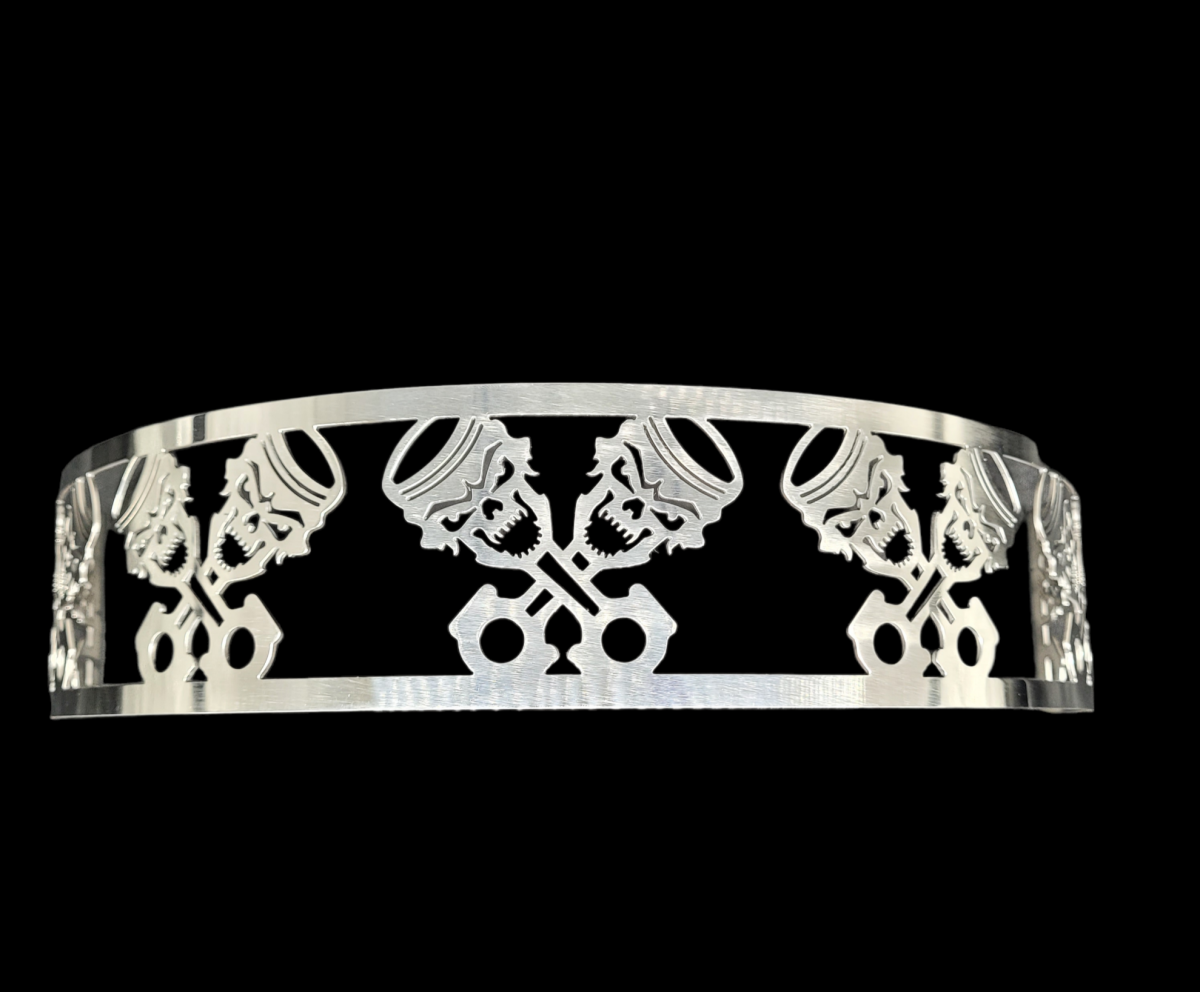 Blingz Beauty Bandz, 14" Diameter, 3" Tall Air Cleaner Grill - Skullz and Rods