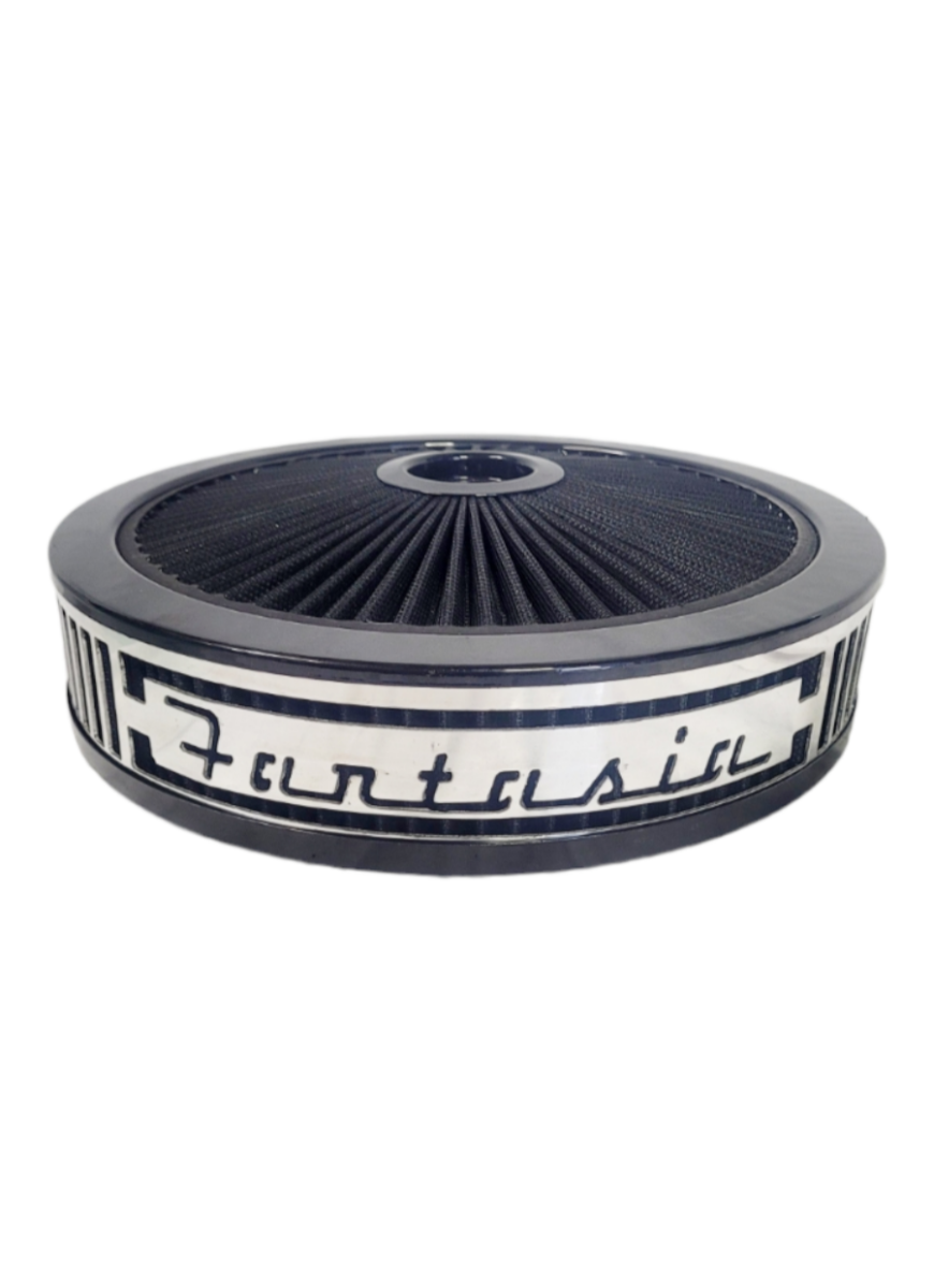 Blingz Beauty Bandz, "SPECIAL ORDER" Grill Insert, 14" x 3" Black Filter Element, Black Chrome Lip around Black Filtered Lid.