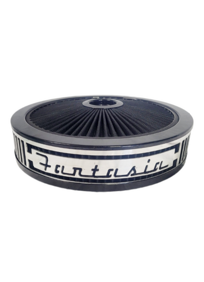 Blingz Beauty Bandz, "SPECIAL ORDER" Grill Insert, 14" x 3" Black Filter Element, Black Chrome Lip around Black Filtered Lid.