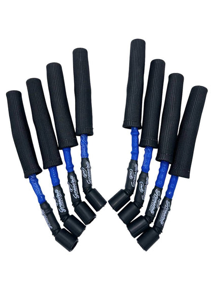 Granatelli GM LS & LT 0-Ohm 8" Blue High-Temp Spark Plug Wires w/ Black Kevlar Boots – 28-1811HTBLB