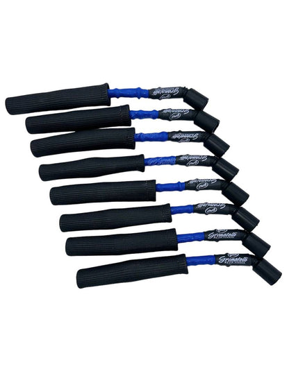 Granatelli GM LS & LT 0-Ohm 8" Blue High-Temp Spark Plug Wires w/ Black Kevlar Boots – 28-1811HTBLB