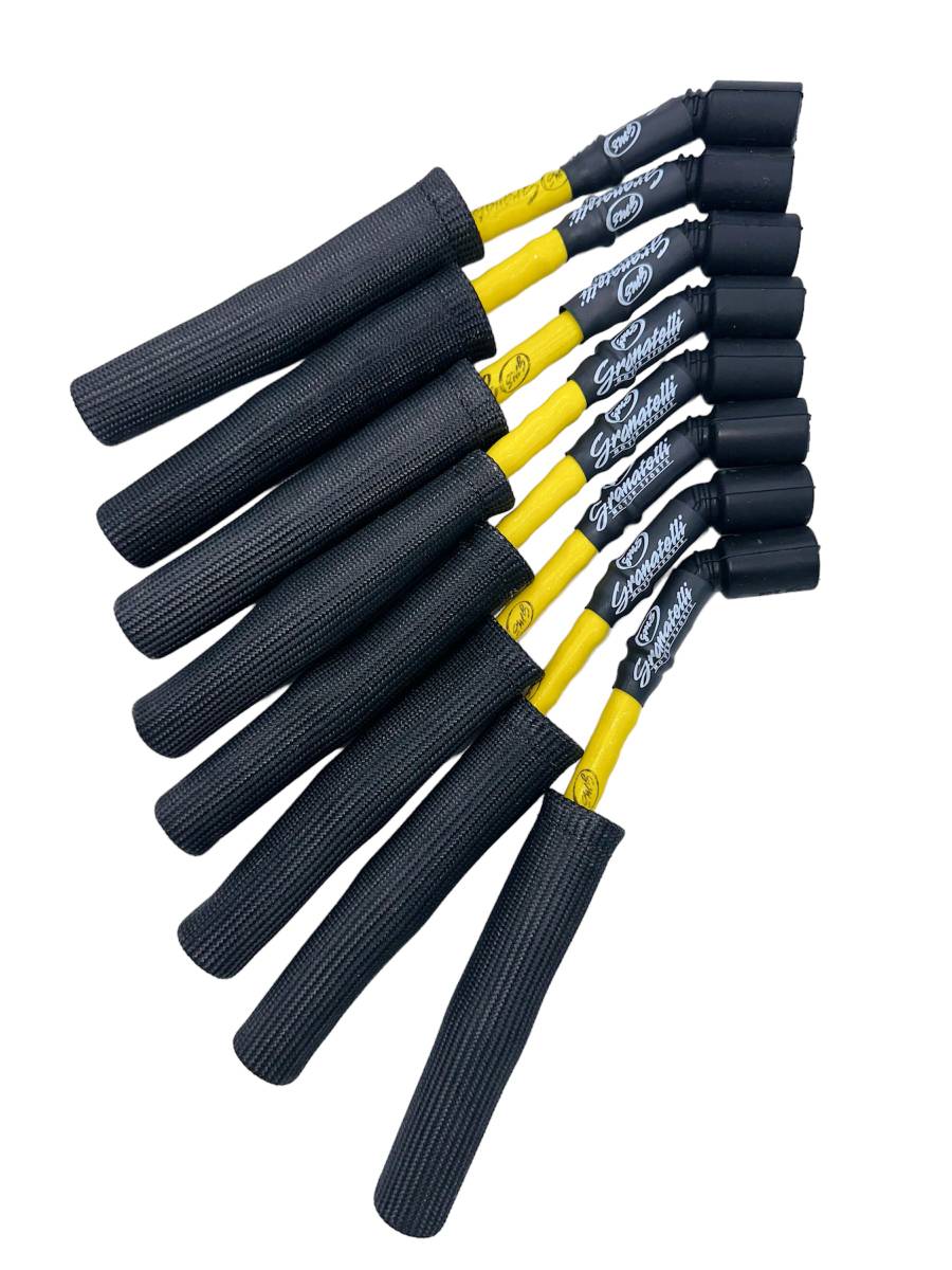 Granatelli GM LS & LT 0-Ohm 8" Yellow High-Temp Spark Plug Wires w/ Kevlar Boots – 28-1811HTYB