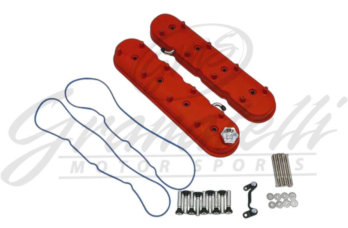 Granatelli Motor Sports LS Tall Valve Cover Red Wrinkle Finish, 4.8, 5.3, 5.7, 6.0, 6.2, 7.0L, Pair - 640363