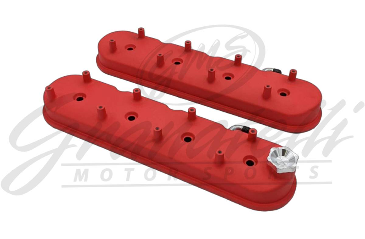 Granatelli Motor Sports LS Tall Valve Cover Red Wrinkle Finish, 4.8, 5.3, 5.7, 6.0, 6.2, 7.0L, Pair - 640363