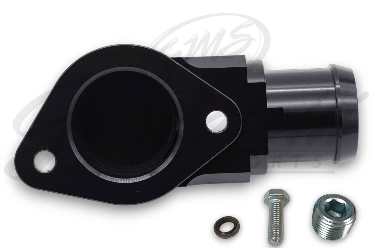 Granatelli Motor Sports Black Billet Thermostat Housing with Thermostat 430180B