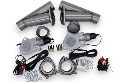Granatelli Motor Sports Dual Electronic Exhaust Cutout Kit 307522D - Stainless Steel Weld-In - 2.25"