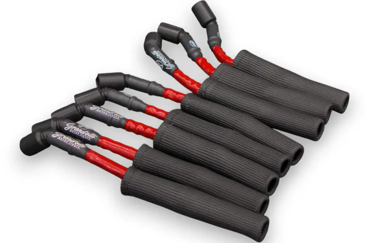 Granatelli GM LS & LT 0-Ohm 10" Red High-Temp Spark Plug Wires w/ Kevlar Boots – 28-1545HTRB