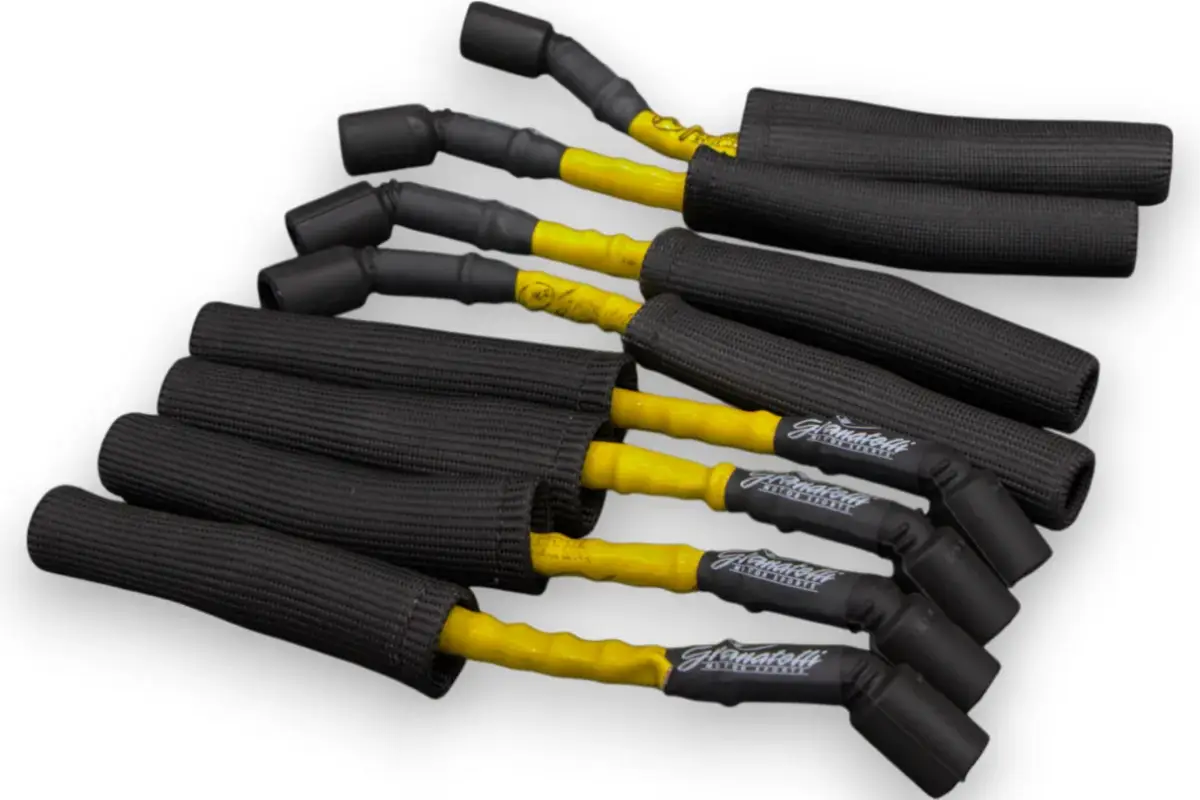 Granatelli GM LS & LT 0-Ohm 10" Yellow High-Temp Spark Plug Wires w/ Kevlar Boots –28-1545HTYB