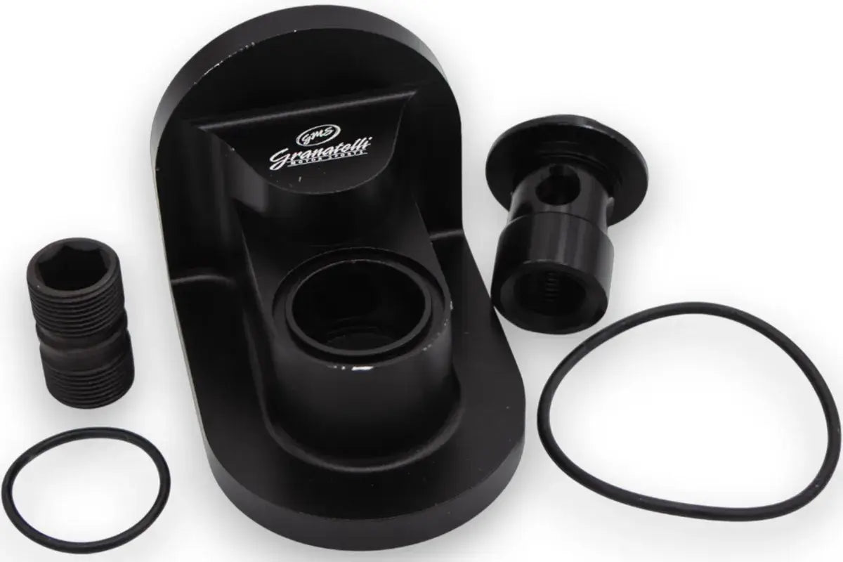 Oil Filter Adapter Rotates 90 Degree Black Billet For use on Ford 5.0L Engines - 796880