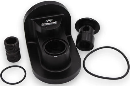 Oil Filter Adapter Rotates 90 Degree Black Billet For use on Ford 5.0L Engines - 796880