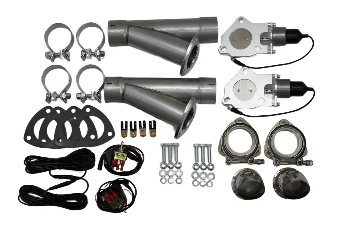 Granatelli Motor Sports Dual Electronic Exhaust Cutout Kit 303522D - Mild Steel Slip-Fit - 2.25" inches