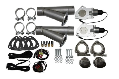 Granatelli Motor Sports Dual Electronic Exhaust Cutout Kit 303522D - Mild Steel Slip-Fit - 2.25" inches