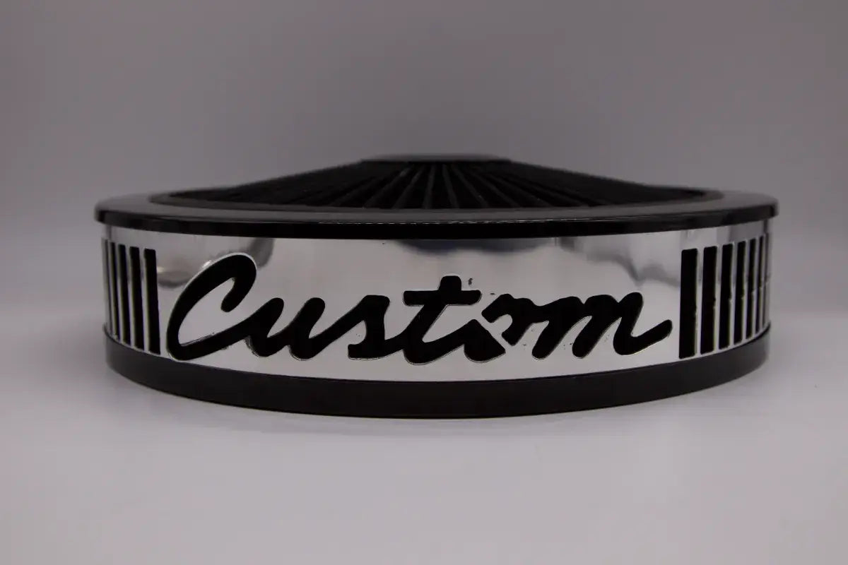 Blingz Beauty Bandz, "SPECIAL ORDER" Grill Insert, 14" x 3" Black Filter Element, Black Chrome Lip around Black Filtered Lid.