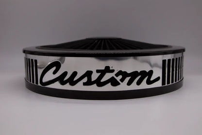 Blingz Beauty Bandz, "SPECIAL ORDER" Grill Insert, 14" x 3" Black Filter Element, Black Chrome Lip around Black Filtered Lid.
