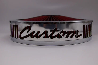 Blingz Beauty Bandz, "SPECIAL ORDER" Grill Insert, 14" x 3" Red Filter Element, Chrome Lip Around Red Filtered Lid.