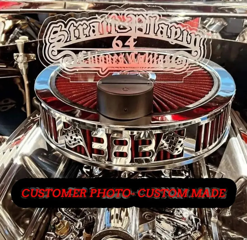Granatelli Blingz Beauty Bandz Custom Design 14" x 3" Polished Aluminum Air Cleaner Grill – 750000C
