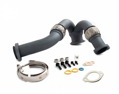 Rudy's High Temp Ceramic Coated Heavy Duty 304 SS Up Pipe Kit & Turbo V-Band Clamp For 03-07 6.0 Powerstroke