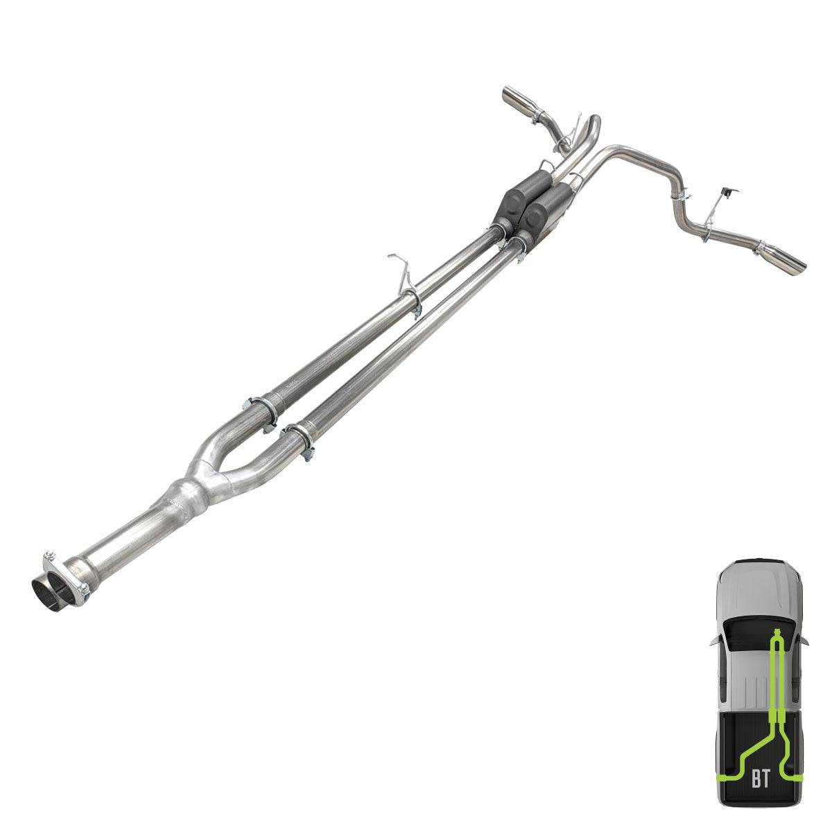 Ford, 2011-2016, 6.2L - Bolt-on, MPI Exhaust Cat-Back Dual Exhaust Kits