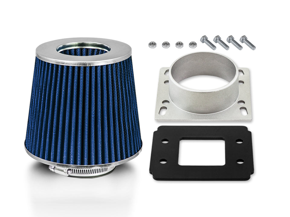 Air Intake Adapter & Filter For Sentra/Altima/200SX & Jetta/Golf/Cabriolet & Sephia/G20 | Rtunes Racing | BLUE FAKIT-UNVBL-01