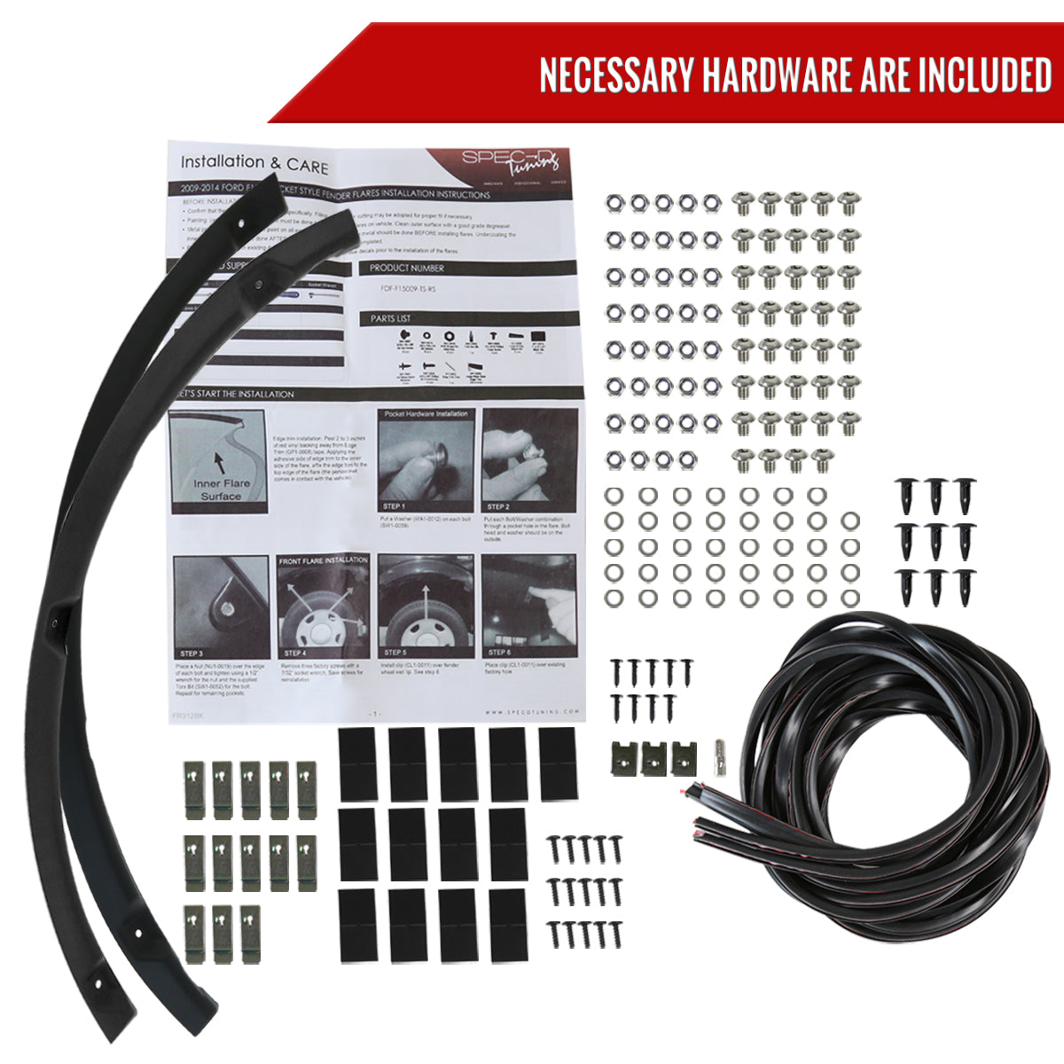 2009-2014 Ford F-150 Styleside Textured Rivet Style Fender Flares