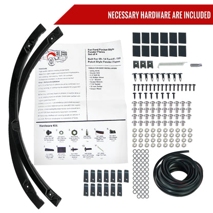 2009-2014 Ford F-150 Styleside Smooth Rivet Style Fender Flares