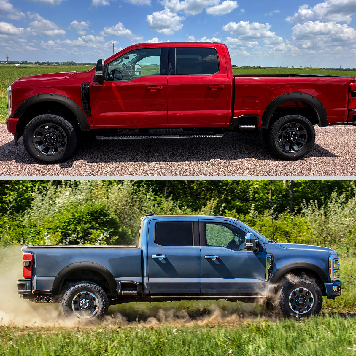 2023-2024 Ford F250 F350 Matte Black Rivet Style Fender Flares