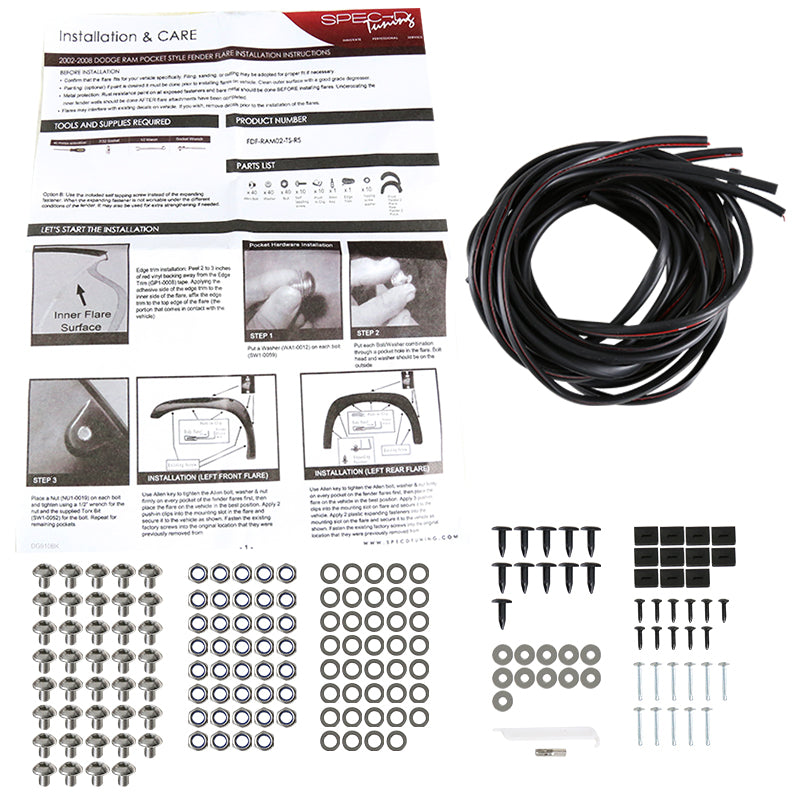 2002-2008 Dodge RAM 1500/ 2003-2009 RAM 2500 3500 Rough Textured Rivet Style Fender Flares