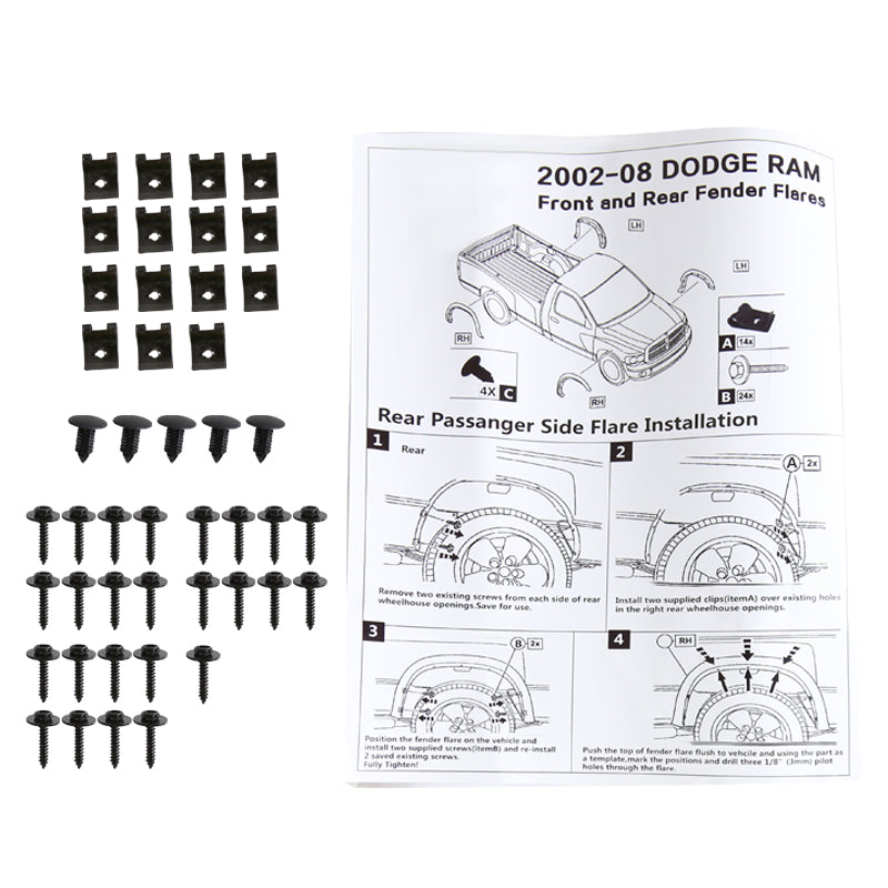 2002-2009 Dodge RAM  Smooth Factory OE Style Fender Flares
