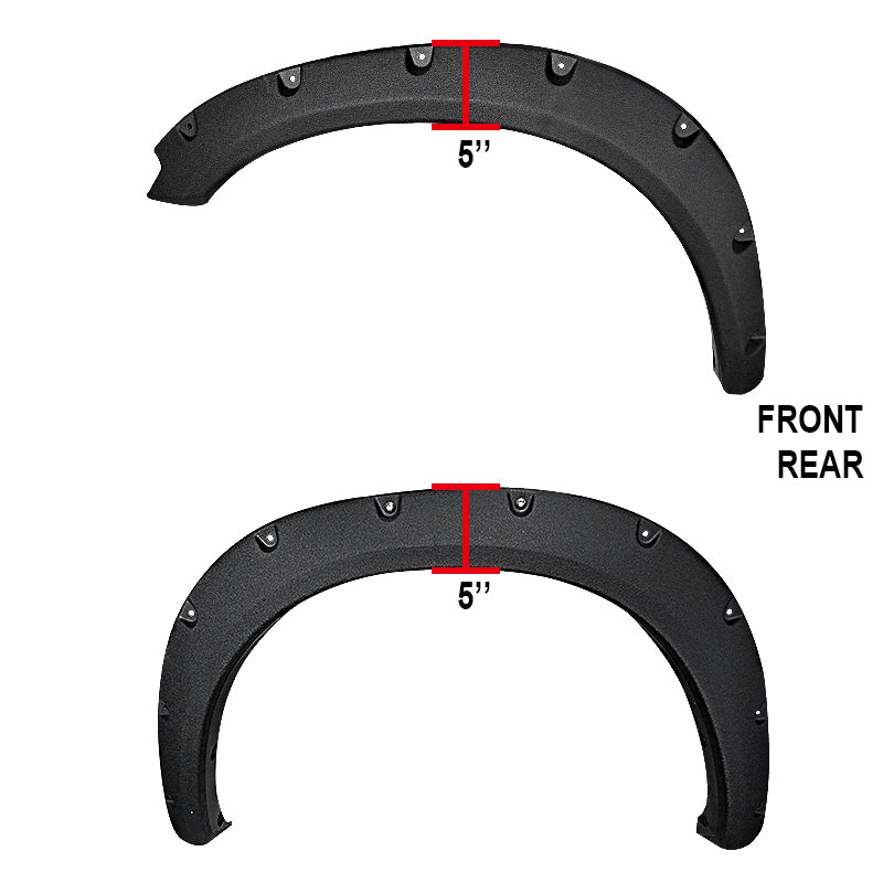2009-2018 Dodge RAM 1500 / 2019-2021 RAM Classic Fleetside Textured Rivet Style Fender Flares