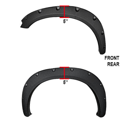 2009-2018 Dodge RAM 1500 / 2019-2021 RAM Classic Fleetside Textured Rivet Style Fender Flares