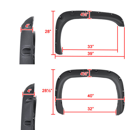 1994-2001 Dodge RAM 1500 2500 3500 Textured Rivet Style Fender Flares