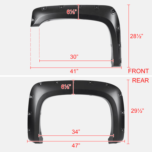 2007-2013 Chevrolet Silverado 1500 69.3" Bed Fleetside Smooth Polypropylene Fender Flares